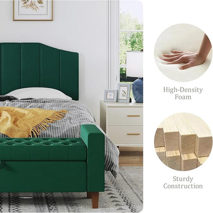 Velvet Queen Size Headboard, Upholstered Headboard Queen/Full Size Wall Mount and Bed Frame Mount, Featuring High-Density Sponge Padding Luxury Texture Easy Assembly Comfort Style-Jade