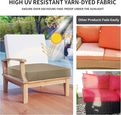 Easy-Going Waterproof Patio Cushion Covers 24x22x4 inch 2 Pack Replacement Non-Slip Outdoor Seat Cushion Slipcover with Zipper. Camel