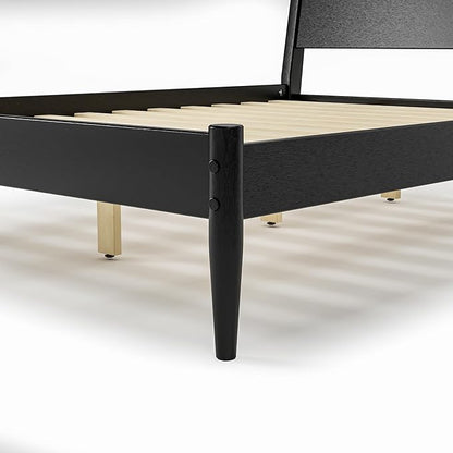 Camaflexi Mid-Century Panel Bed - Queen Size - Black Finish