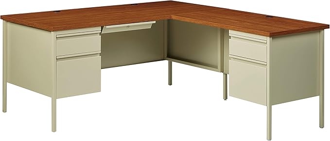 Lorell Single Right Pedestal Desk, 42 by 24 by 29-1/2-Inch, Putty Oak