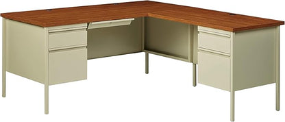 Lorell Single Right Pedestal Desk, 42 by 24 by 29-1/2-Inch, Putty Oak