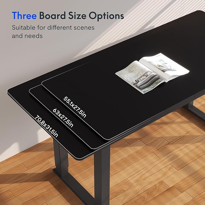 FLEXISPOT 4 Legs Standing Desk 63 x 28 Inch Electric Adjustable Height with Splice Board Home Office Sit Stand Up Desk, Black Top + Black Frame