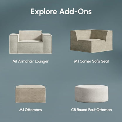 ROVE LAB M1 Sectional Sofa with Ottoman- Sectional Couches for Living Room, Sustainable 3 Seat Couch, One Person Assembly, High Density Foam (Copper Tan)