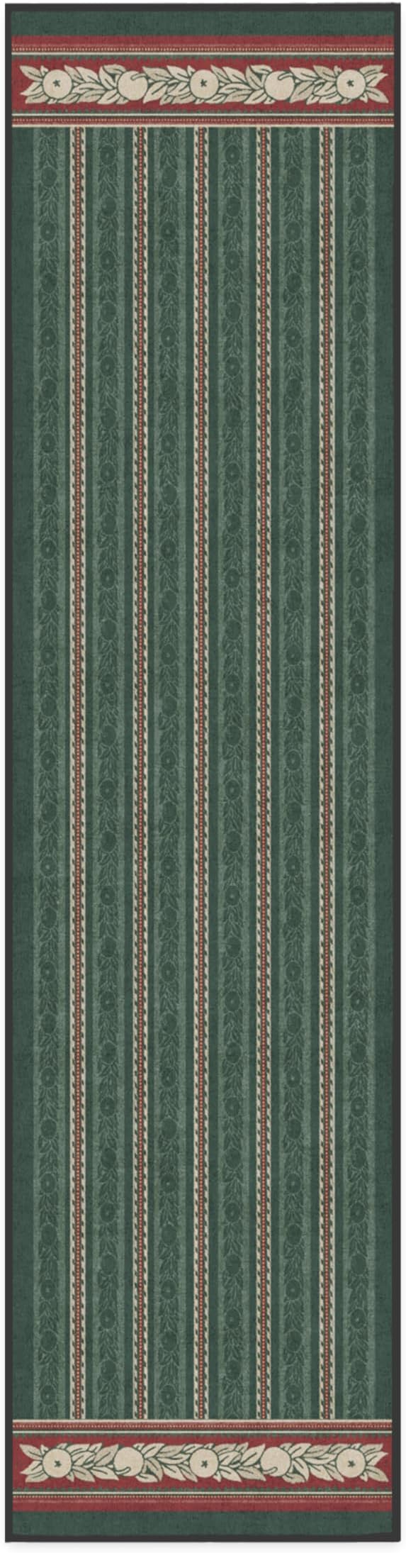 RUGGABLE x Morris & Co Machine Washable Christmas Runner Rug –Fruit Stripe Spruce Green 2.5x10, Stain-Resistant, Non-Slip –Washable Rug for Hallway, Entryway, Living Room & Kitchen–with Cushioned Pad