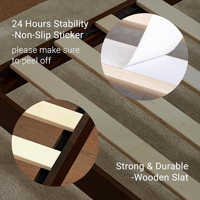 LIFEMENT Classic Wood Platform Bed Frame, Essential, Noise Free, Under Bed Storage, No Box Spring Needed, Easy Assembly (Walnut, Full)