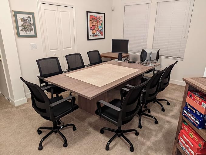 CLATINA Ergonomic Desk Chair, Mid Back Mesh Computer Chair with Lumbar Support and Armrest, Height Adjustable Swivel Chair for Home Office, Black (8PK)