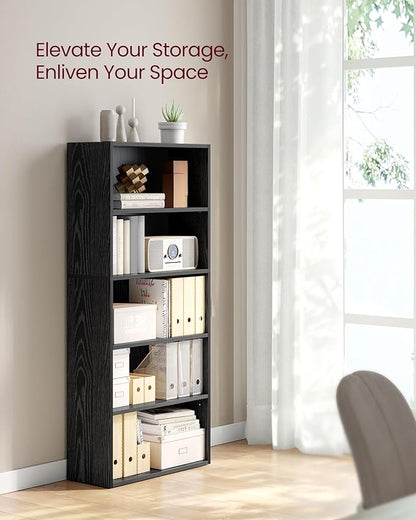 VASAGLE Set of 2 Bookshelves, 23.6 Inches Wide, 5-Tier Open Bookcases with Adjustable Storage Shelves, Floor Standing Units, Ebony Black ULBC165T56-2