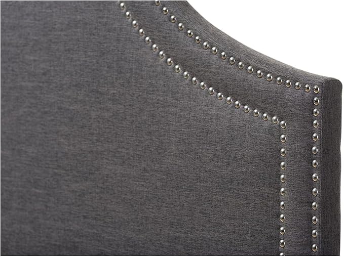 Urban Upmarket Modern and Contemporary Fabric Upholstered Headboard, Nailded Trim Head Board Grey/Queen