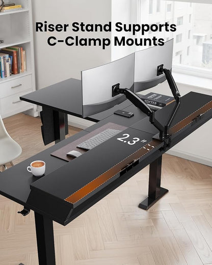 ErGear L Shaped Electric Standing Desk, 63" Ergonomic Corner Height Adjustable Desk with Drawers, Sit Stand Computer Table with Storage for Work Office Home, Black