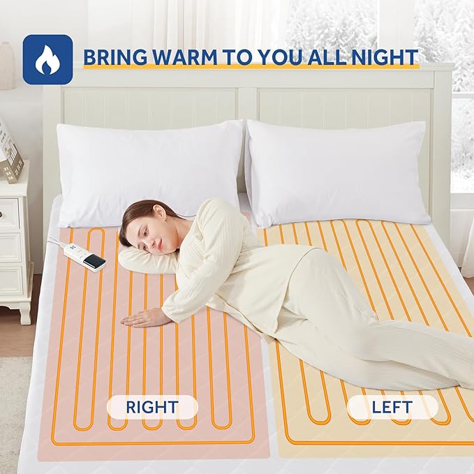 Sealy Heated Mattress Pad King Size Single Control for 2 Zones, 9 Heated Settings & 1-9 Hours Auto Shut Off, Luxury Quilted Bed Warmer with ETL Certified, Soft Extra-Cozy Fabric