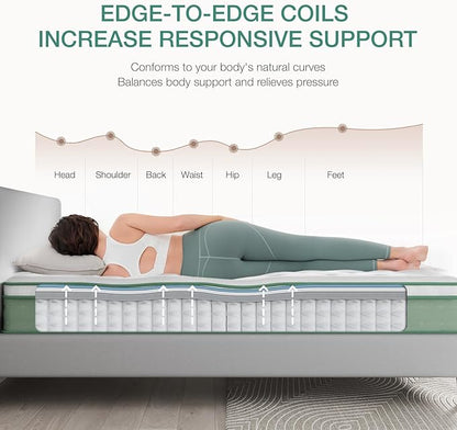 Novilla Full Mattress, 12 Inch Hybrid Mattress in a Box, Gel Inflation Memory Foam with Pocket Coils for a Cozy Night, Durable Support, Full Size Pillow Top Mattresses