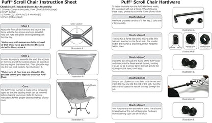 Howard Elliott Scroll Puff Rocker Seating Chair With Cover, Multipurpose Alternate Seating Butterfly Chair with Titanium Frame, Patio Furniture for Camping, Home, Indoor & Outdoor, Bella Sand