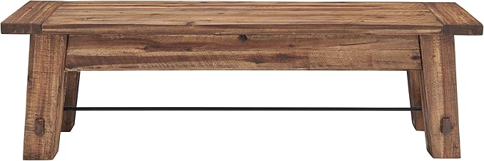 Durango Rustic Farmhouse Style 60-Inch Wood Bench - Industrial Modern Accent Furniture with Solid Wood Seat for Entryway, Dining Room, Hallway, Foyer, or Kitchen by Alaterre Furniture