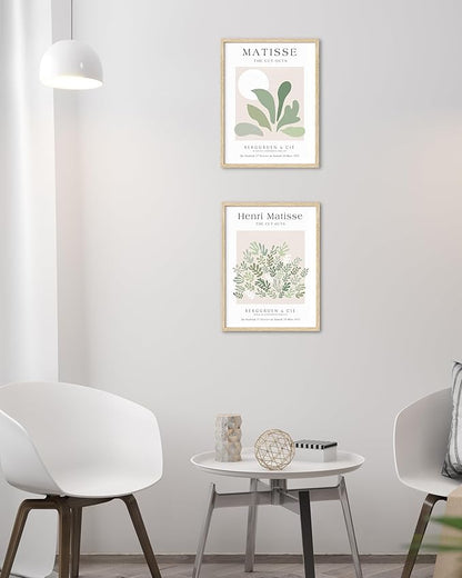 Unframed Sage Green Wall Art Set of 3,12x16IN Abstract Matisse Wall Decor,Quality Canvas Prints Posters Decoration for Bathroom Living Room Bedroom