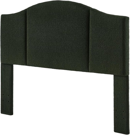 24KF Middle Century Upholstered Foldable Queen Headboard, Modern Boucle Teddy Fabric Headboard Queen/Full 6033-Q-Dark Green