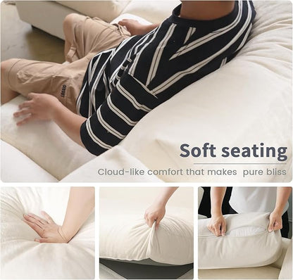 Cloud Sectional Couches for Living Room,100.5" Convertible L Shaped Couch with Ottoman, 4 Seater Modular Sectional Sofa,Deep Seater Furniture Sets,Beige
