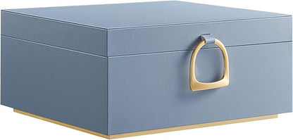 SONGMICS 2-Layer Jewelry Box, Jewelry Organizer with Handle, Removable Jewelry Tray, Jewelry Storage, Floating Effect, 8.1 x 9.4 x 4.3 Inches, Christmas Gift, Misty Blue UJBC165Q01