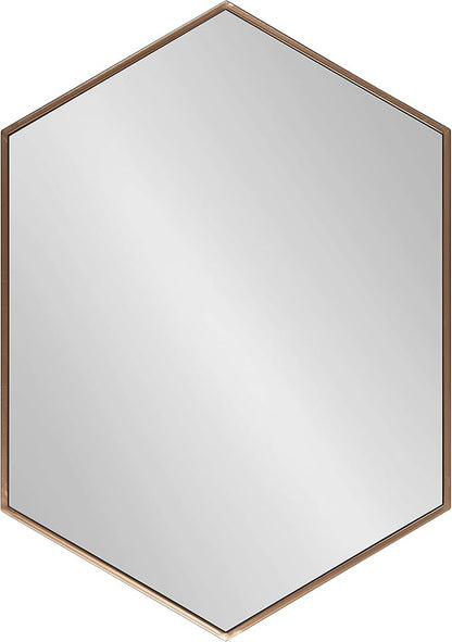 Kate and Laurel McNeer Modern Wall Mirror, 31 x 22, Bronze, Geometric Hexagon Mirror for Wall