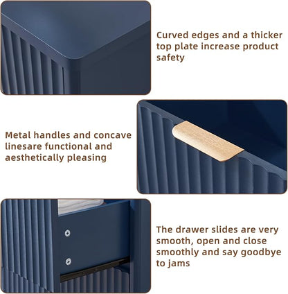 LEYAOYAO Fluted 6 Drawers Dresser for Bedroom, 42" Tall Modern Chest of Drawers with Metal Handle, Curved Profile Design,Navy Blue Wood Drawer Organizer for Bedroom, Living Room, Hallway, Entryway
