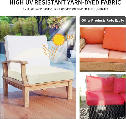 Easy-Going Waterproof Patio Cushion Covers 22x20x4 inch 2 Pack Replacement Non-Slip Outdoor Seat Cushion Slipcover with Zipper. Cream