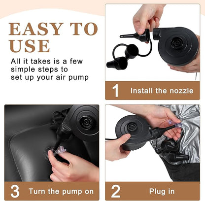 Realspring 9 Pcs Bean Bag Chairs for Adults Inflatable Chairs with Electric Air Pump,Blow up Couch Folding Portable Inflatable Couch Lazy Sofa for Reading Living Room Camping (Black)