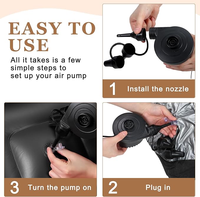 Realspring 12 Pcs Bean Bag Chairs for Adults Inflatable Chairs with Electric Air Pump,Blow up Couch Folding Portable Inflatable Couch Lazy Sofa for Reading Living Room Camping (Black)