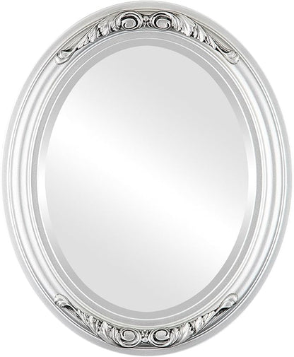 OVALCREST Oval Beveled Wall Mirror for Home Decor - Florence Style - Silver Spray - 28" x 24"