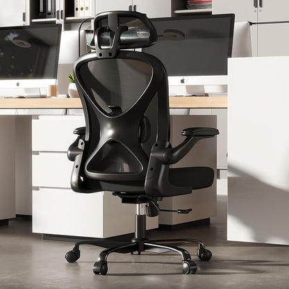 ZZH Ergonomic Office Chair Set of 10 with Adjustable Lumbar Support and Headrest, Mesh Home Office Desk Chair with Wheels and Flip-up Arms, Black