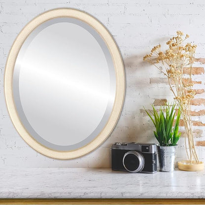 OVALCREST Oval Beveled Wall Mirror for Home Decor - Toronto Style - Taupe - 22" x 18"