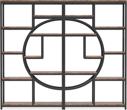 Tribesigns Bookshelf Industrial 5 Tier Etagere Bookcase, Freestanding Tall Bookshelves Display Shelf Storage Organizer with 9-Open Storage Shelf for Living Room, Bedroom, 2 Pack