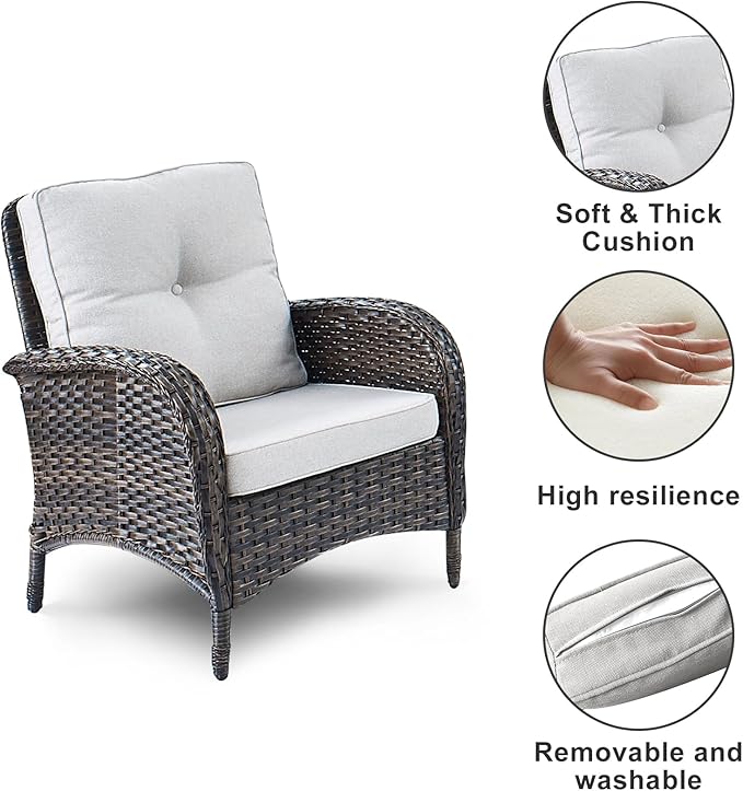 HUMMUH 9-Piece Outdoor Patio Furniture PE Wicker Patio Conversation Set,High Back Patio Couch with Ottomans Coffee Tables Outdoor Chairs for Backyard,Porch,Deck