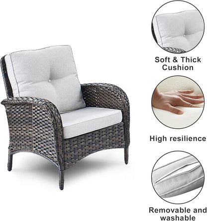 HUMMUH 9-Piece Outdoor Patio Furniture PE Wicker Patio Conversation Set,High Back Patio Couch with Ottomans Coffee Tables Outdoor Chairs for Backyard,Porch,Deck