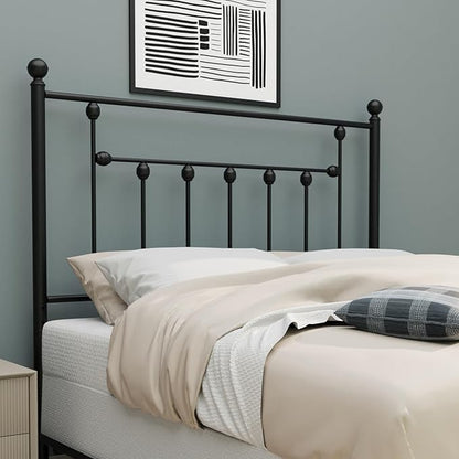 Victorian Metal Headboards, Adjustable Height Iron Frame, Rustic Farmhouse Style, Elegant and Durable Design, Easy Assembly, Universal Fit for Kids & Adults, Queen Size, Black Finish