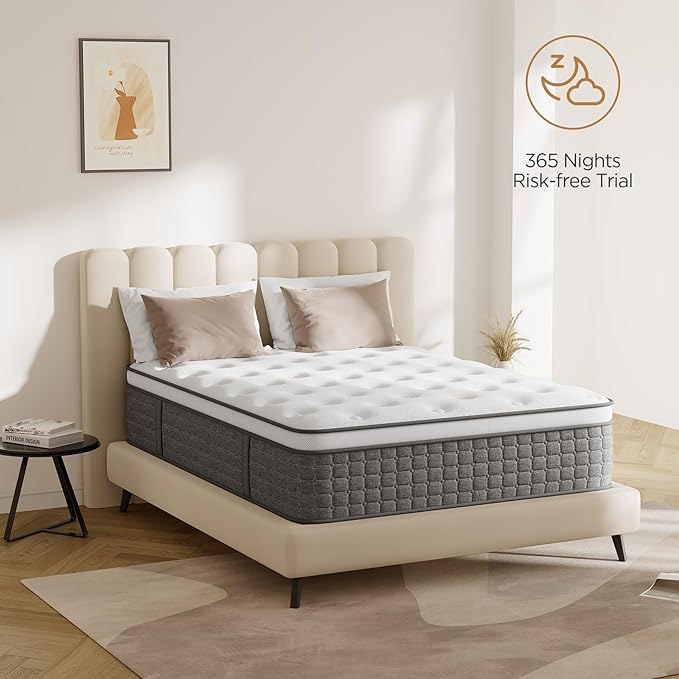 Mattress Twin Size, Medium Firm 10 Inch Mattress with Extra Lumbar & Shoulder Support, Hybrid Mattresses with Gel Memory Foam Pain Relief - Fiberglass Free - No Odor - 365 Night Trial