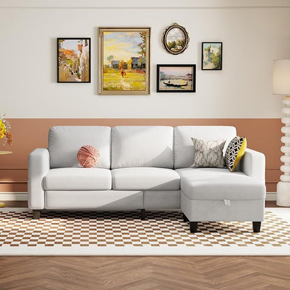 Youmumeub 79''Sectional Couch Couches for Living Room - L-Shaped 4-Seater Deep Sectional Sofa,Removable Covers,Suitable for The Living Room, Apartment or Office-White
