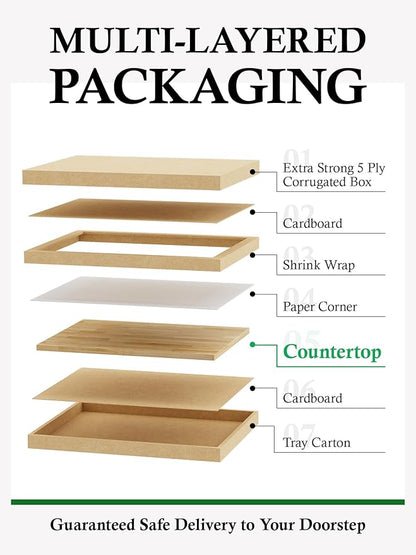 3FT Butcher Block Countertop Birch Solid Wood - 36" x 25" Table Top Butcher Block Cutting Board for Kitchen Island Living Dining Office Desk Workbench Washer Dryer Countertop Unfinished 1.5" Th