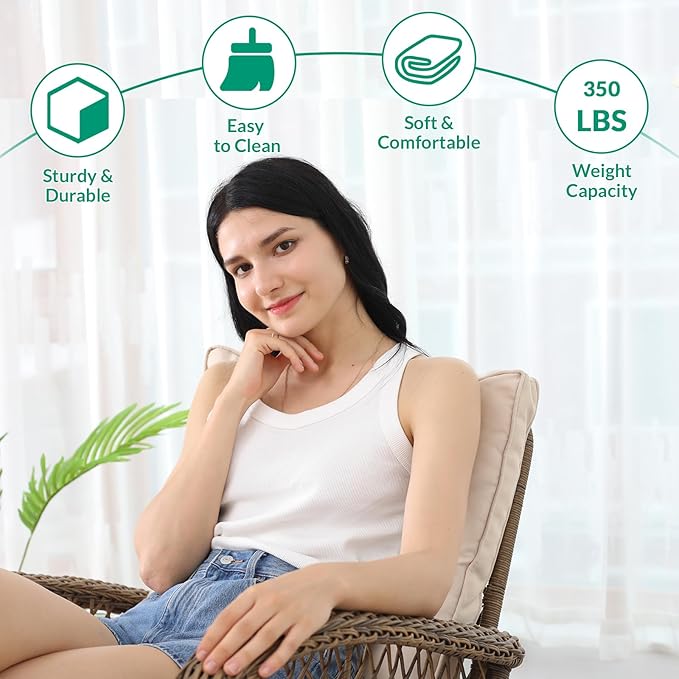 VIVIJASON 5-Piece Outdoor Patio Wicker Conversation Sets, All Weather Outdoor Rattan Furniture Set Includes Glider Loveseat, 2 Coffee Table, 2 Rocking Chairs with Cushions for Backyard, Light Brown