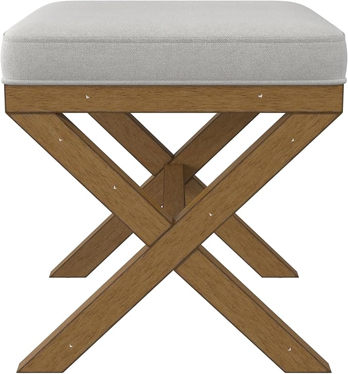 Hillsdale Somerset Backless Wood Vanity Stool for Makeup Room or Bathroom, Dark Driftwood