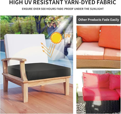 Easy-Going Waterproof Patio Cushion Covers ONLY Cover 27x25x5 inch 4 Pack Replacement Non-Slip Outdoor Seat Cushion Slipcover with Zipper. Black