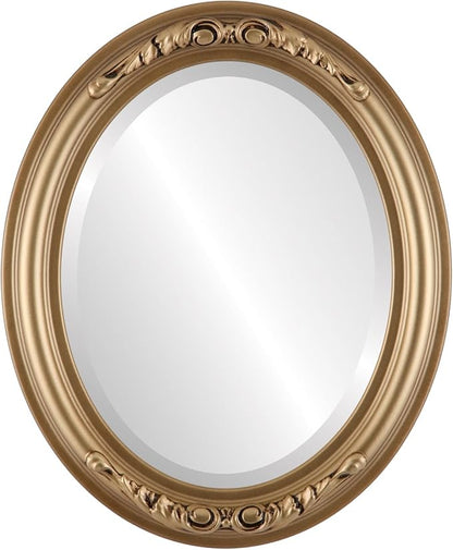 OVALCREST Oval Beveled Wall Mirror for Home Decor - Florence Style - Desert Gold - 28" x 22"