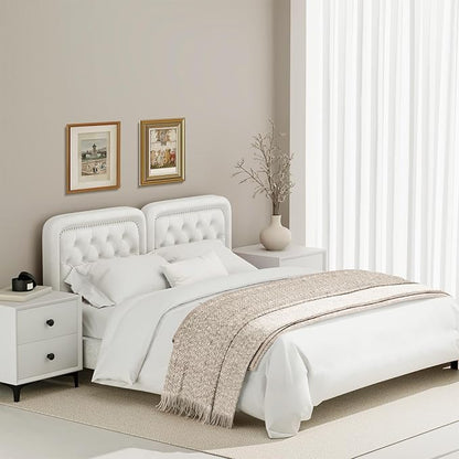 Tufted Upholstered Headboard King Size, Button Adjustable Height King Head Board Only, Sturdy and Durable Solid Wood with Nailhead Trim Headboards, Ideal for Bedroom, Dorm, Guest Room,Beige