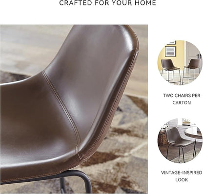 Signature Design by Ashley Centiar Urban Industrial 28.75" Pub Height Bucket Seat Barstool, 2 Count, Brown