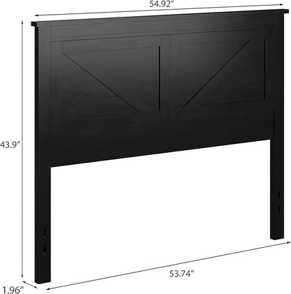 Glenwillow Home Farmhouse Style Wood Panel Headboard in Black - Full Size