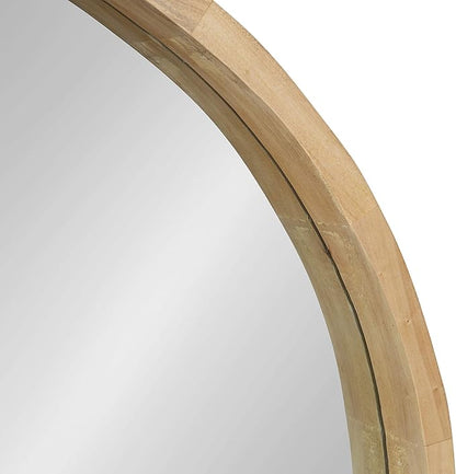 Kate and Laurel Hutton Round Decorative Large Modern Wood Frame Wall Mirror, 30 Inch Diameter, Natural Finish