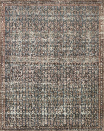 Loloi Amber Lewis Billie Collection BIL-02 Ocean/Brick 2'-6" x 12'-0", 0.19" Thick Runner Rug