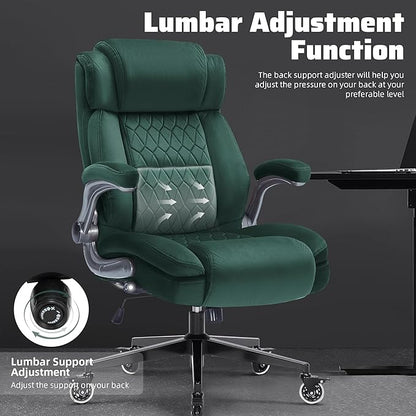 Large High Back Office Chair with Flip Arms- Executive Desk Chair with Locking Wheels, Adjustable Lumbar Support, Ergonomic Breathable Fabric Computer Chair Prevents Cats Scratching