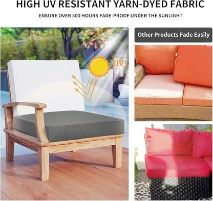 Easy-Going Waterproof Patio Cushion Covers ONLY Cover 27x25x5 inch 2 Pack Replacement Non-Slip Outdoor Seat Cushion Slipcover with Zipper. Dark Gray