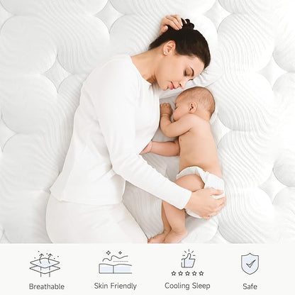 Vesgantti Twin Mattress,12 Inch Hybrid Innerspring Mattress in a Box with Memory Foam,Back Support & Pressure Relief,Medium Firm Feel for Teenagers (Twin Size)
