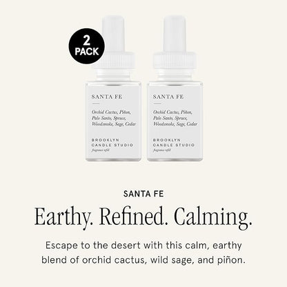 Pura & Brooklyn Candle Studio Home Scent Refill - Smart Home Air Diffuser - Up to 120-Hours of Luxury Fragrance per Refill - Home Essential - Clean & Safe Diffuser Fragrance - 2 Pack, Santa Fe