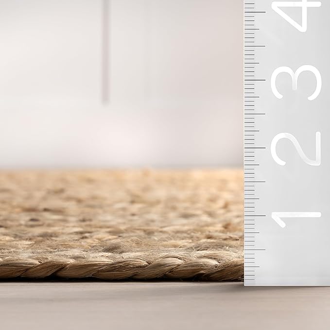 nuLOOM Oval 9x12 Rigo Jute Hand Woven Area Rug, Natural, Solid Farmhouse Design, Natural Fiber, For Bedroom, Living Room, Dining Room, Hallway, Office, Kitchen, Entryway